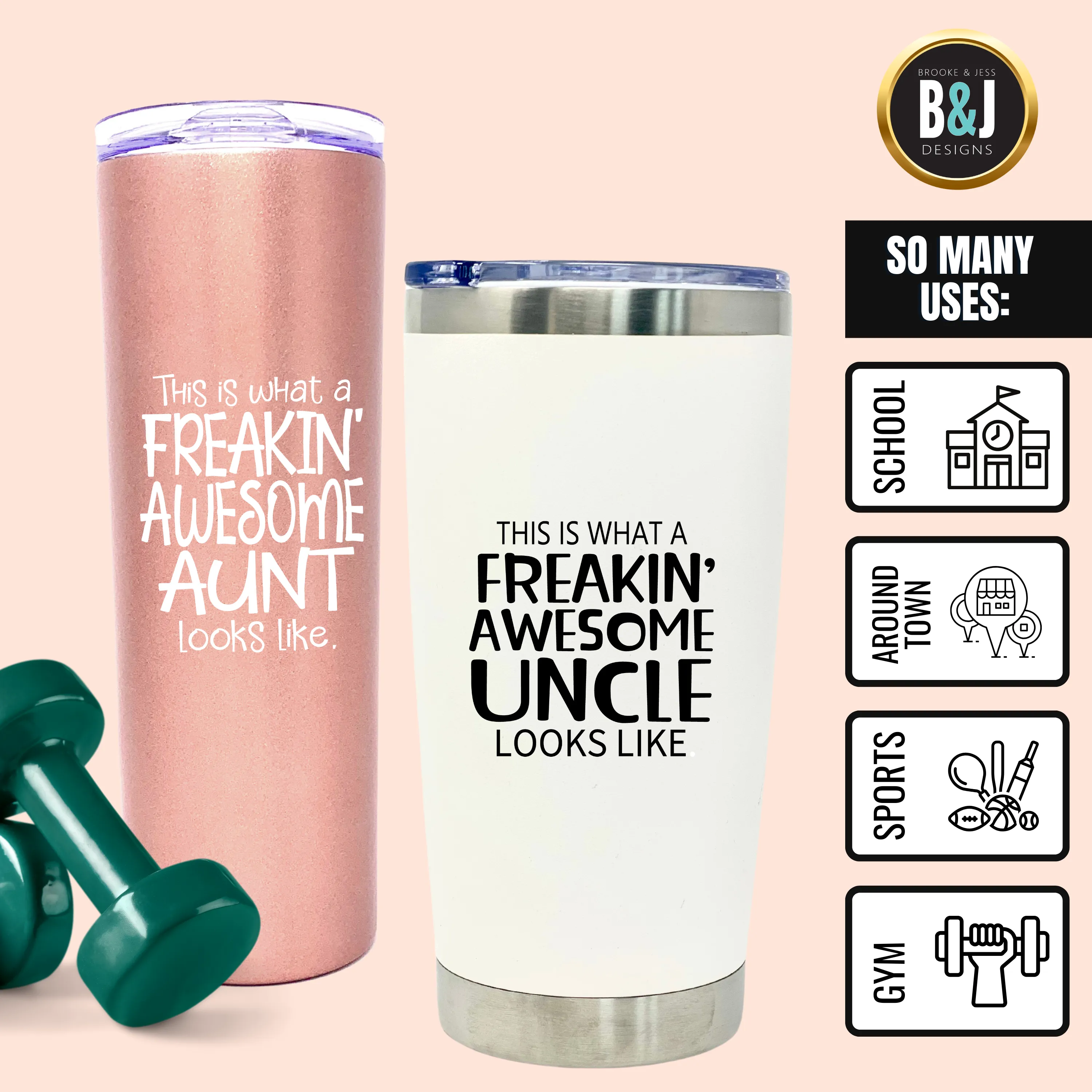 Funny Aunt and Uncle 20 oz Tumbler Gift Set