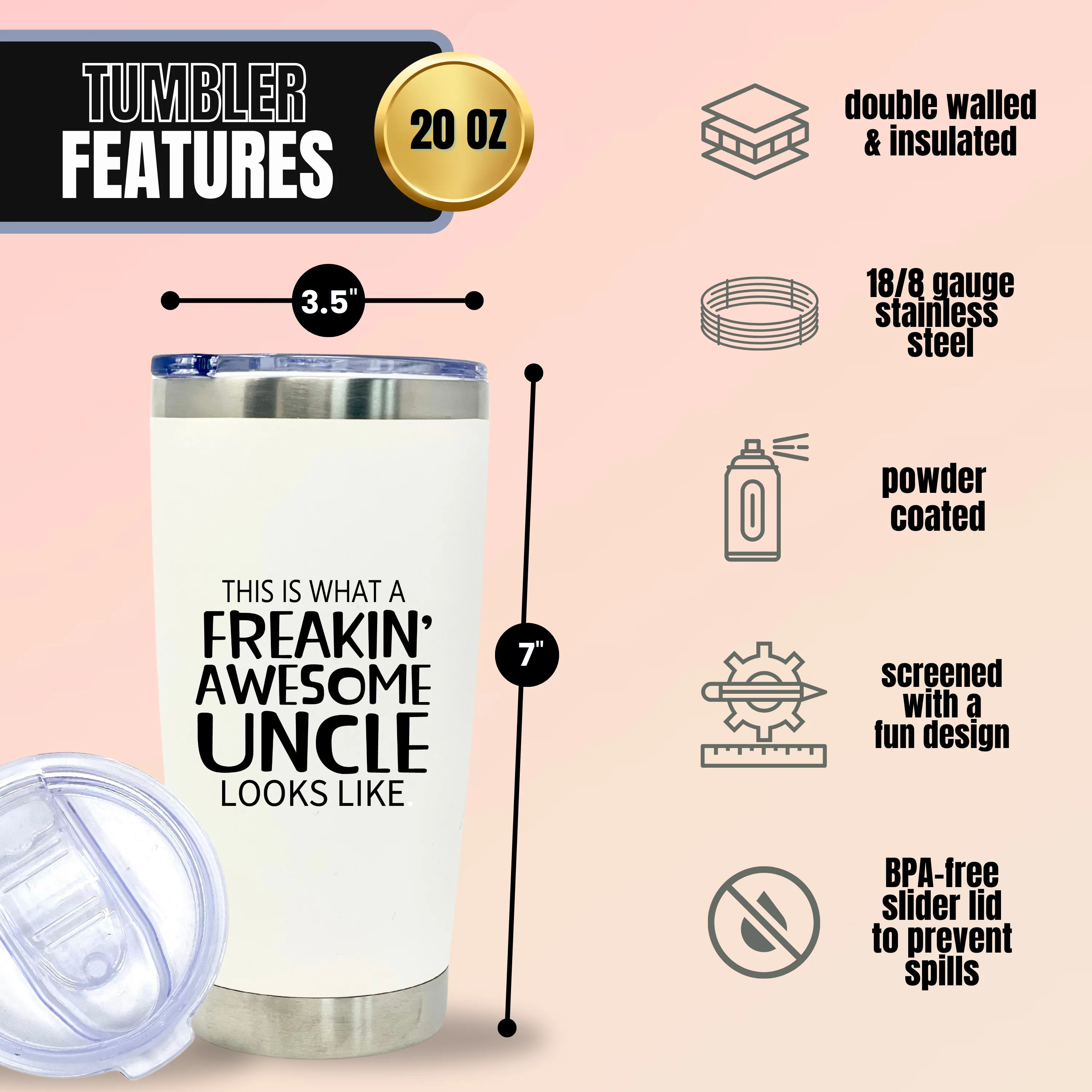 Funny Aunt and Uncle 20 oz Tumbler Gift Set