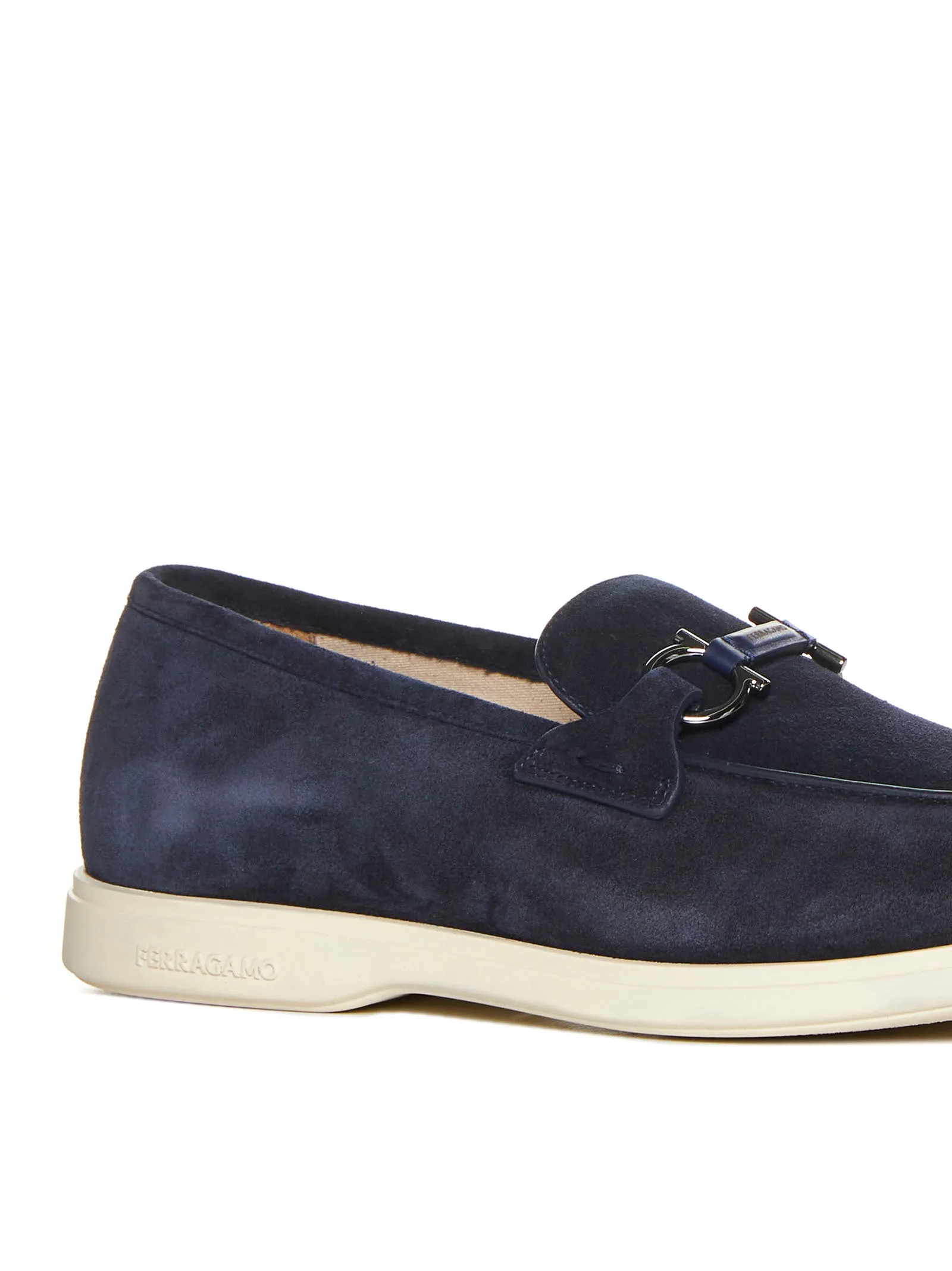 Gancini suede loafers