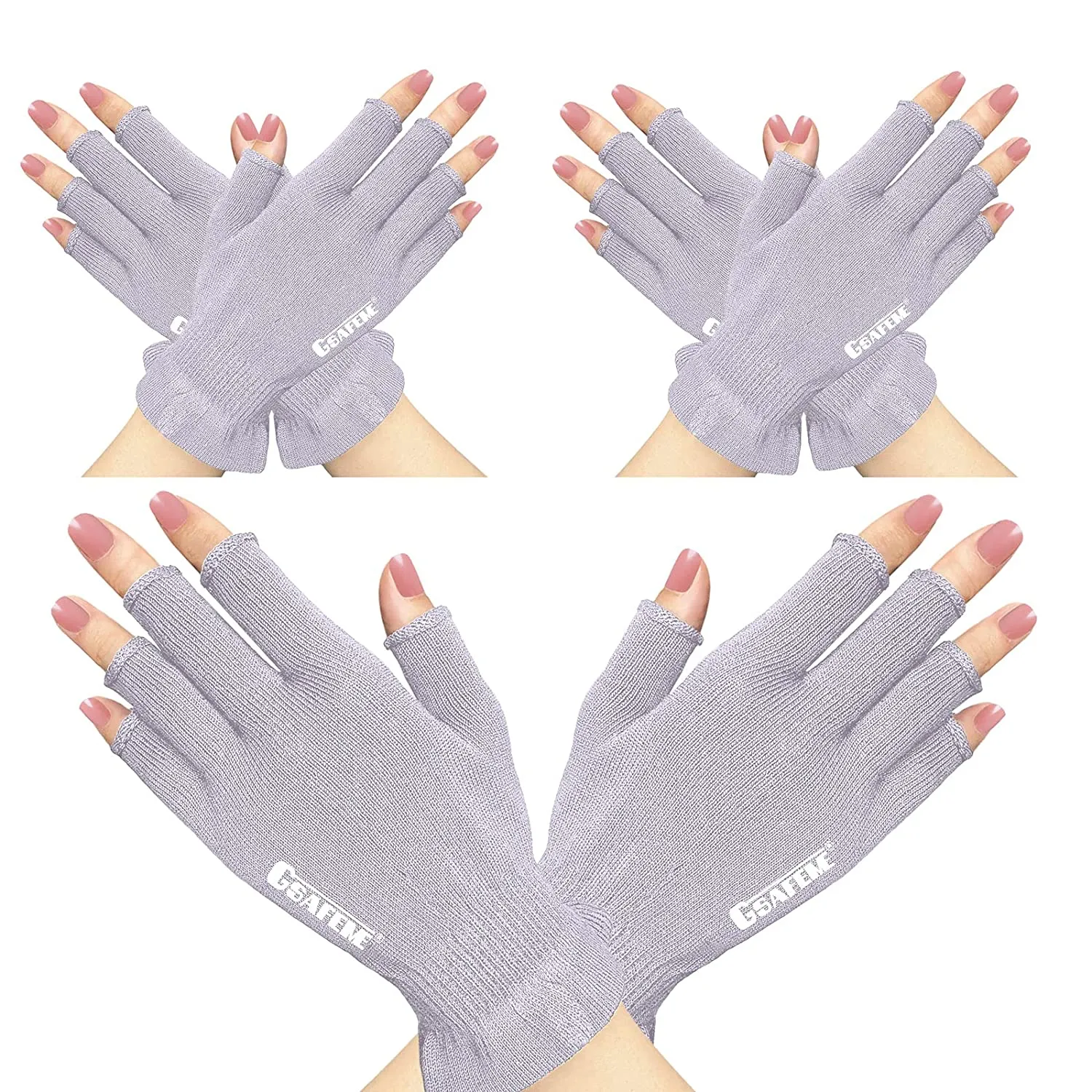 GSAFEME UV Light Gloves for Gel Nails Fingerless Manicure Hand Skin Protection Blocking LED Nail Lamp or Sun Light for Women Home Outdoor Use Black Small 1pr