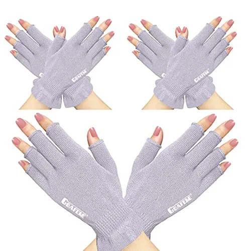 GSAFEME UV Light Gloves for Gel Nails Fingerless Manicure Hand Skin Protection Blocking LED Nail Lamp or Sun Light for Women Home Outdoor Use Black Small 1pr