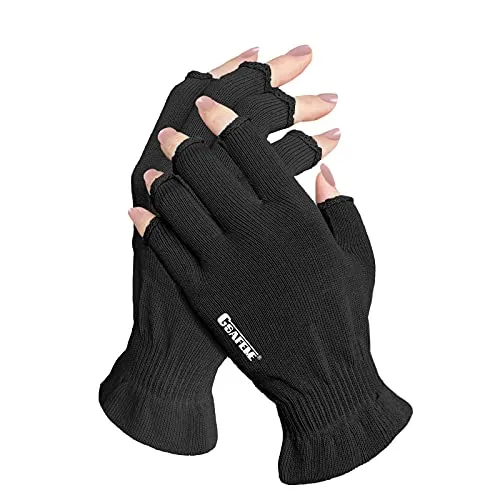 GSAFEME UV Light Gloves for Gel Nails Fingerless Manicure Hand Skin Protection Blocking LED Nail Lamp or Sun Light for Women Home Outdoor Use Black Small 1pr