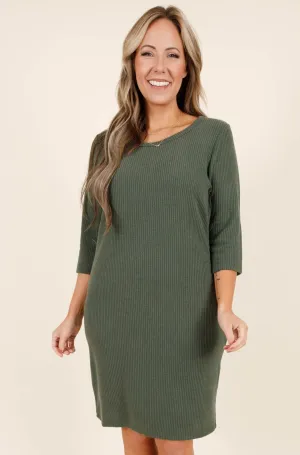 Happiness Is Contagious Dress, Hunter Green