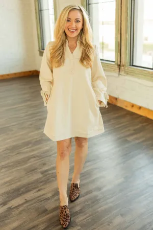HARLOW CREAM DENIM MINI DRESS