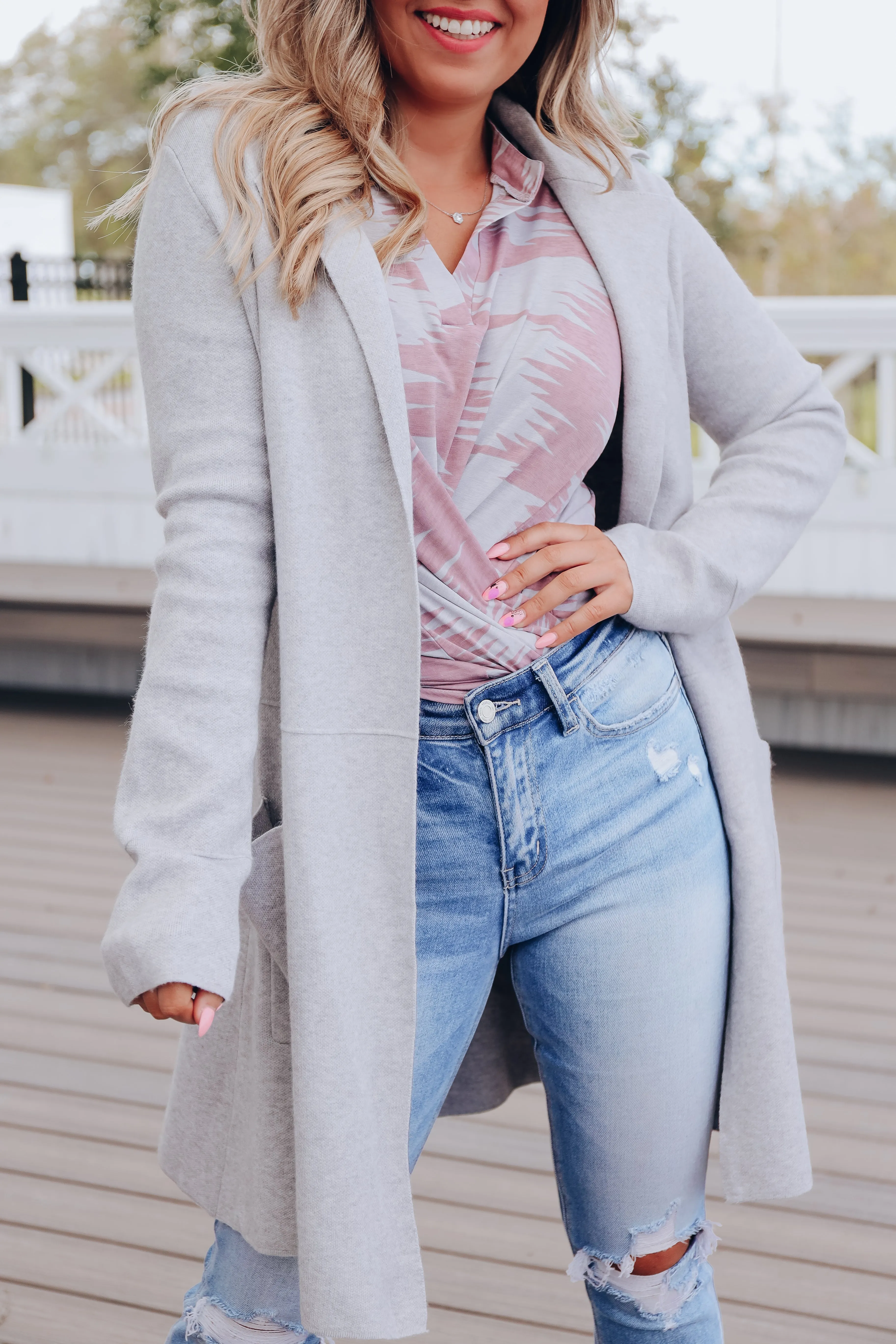 Heather Grey Collared Cardigan