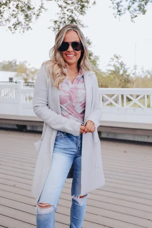 Heather Grey Collared Cardigan