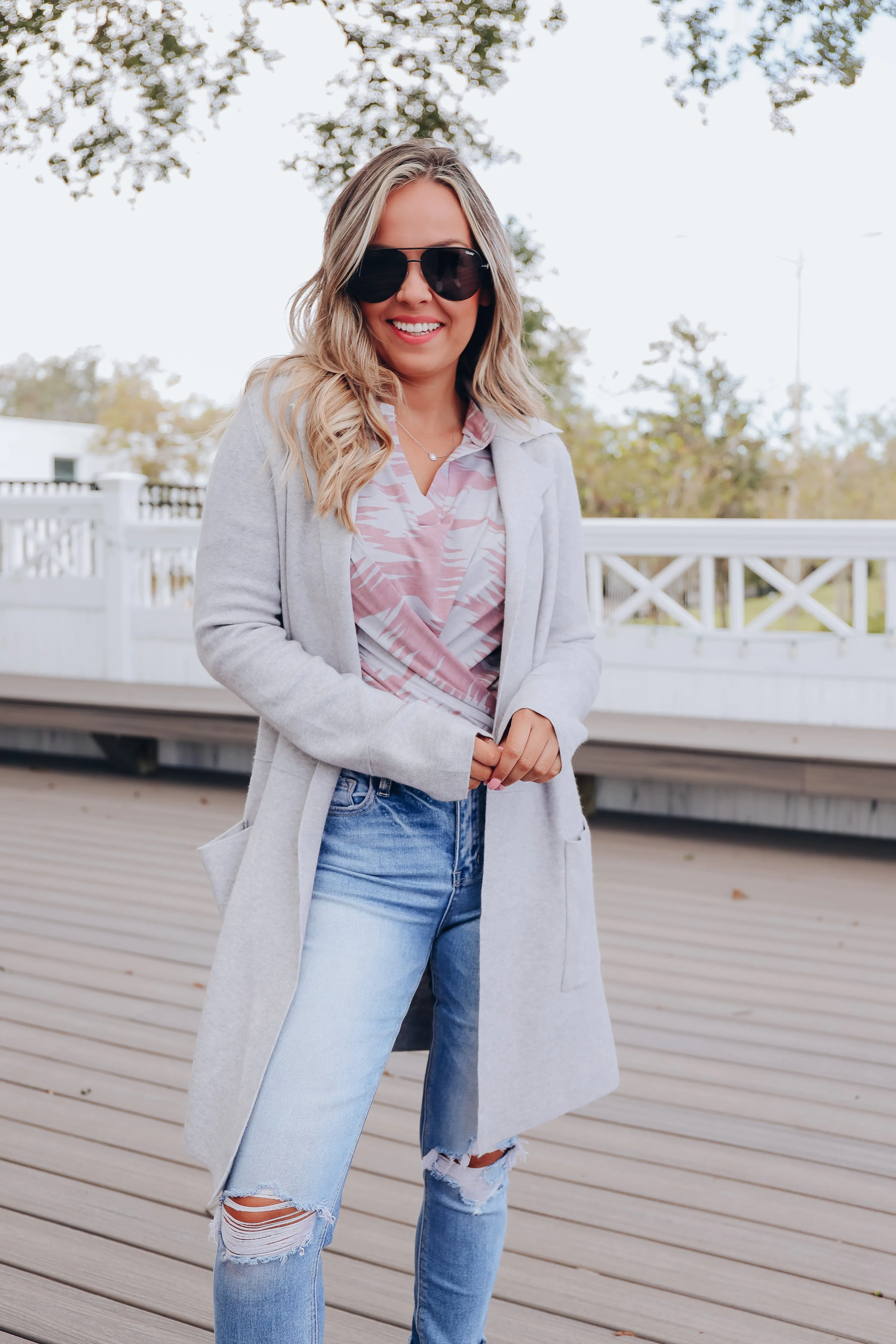 Heather Grey Collared Cardigan