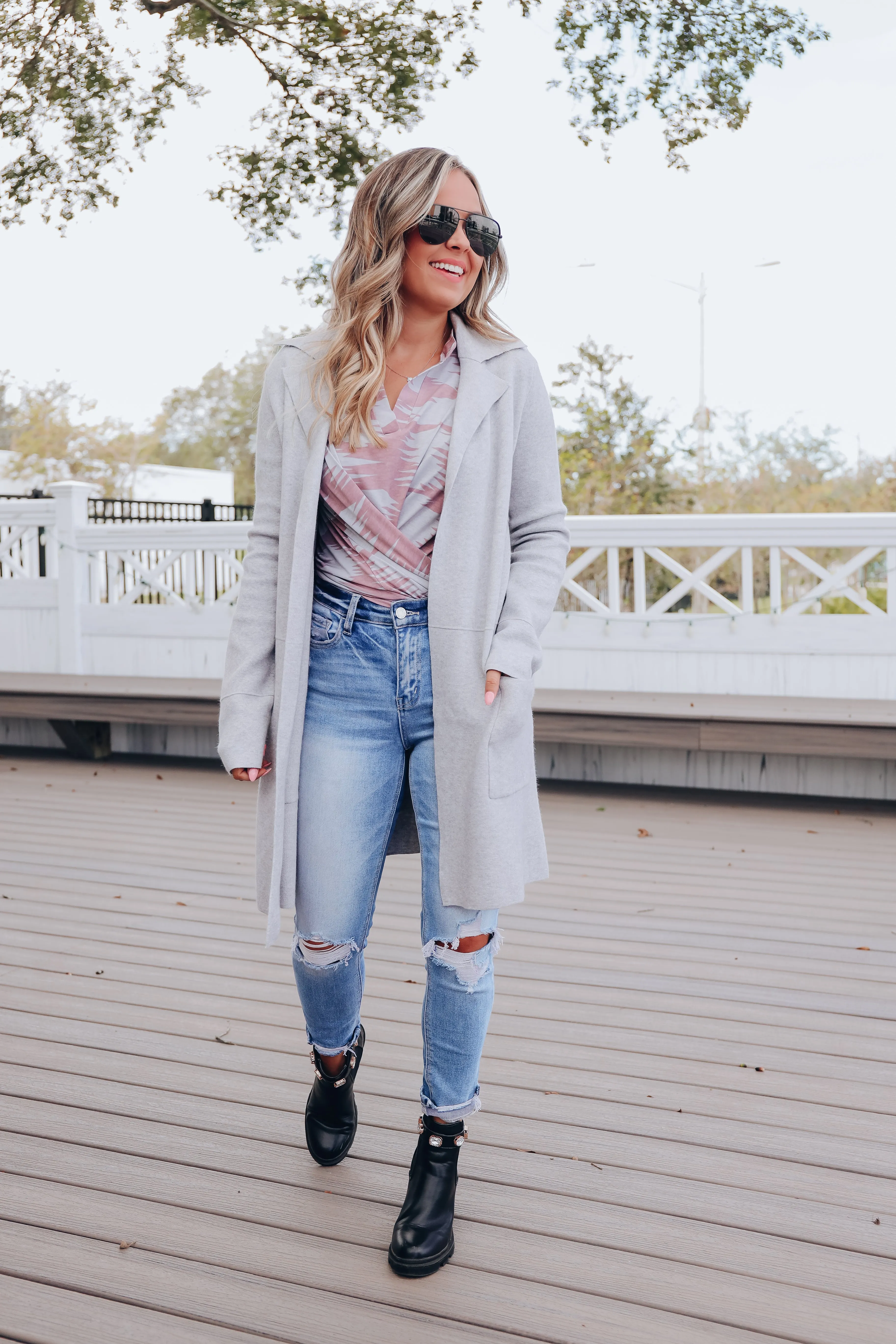 Heather Grey Collared Cardigan