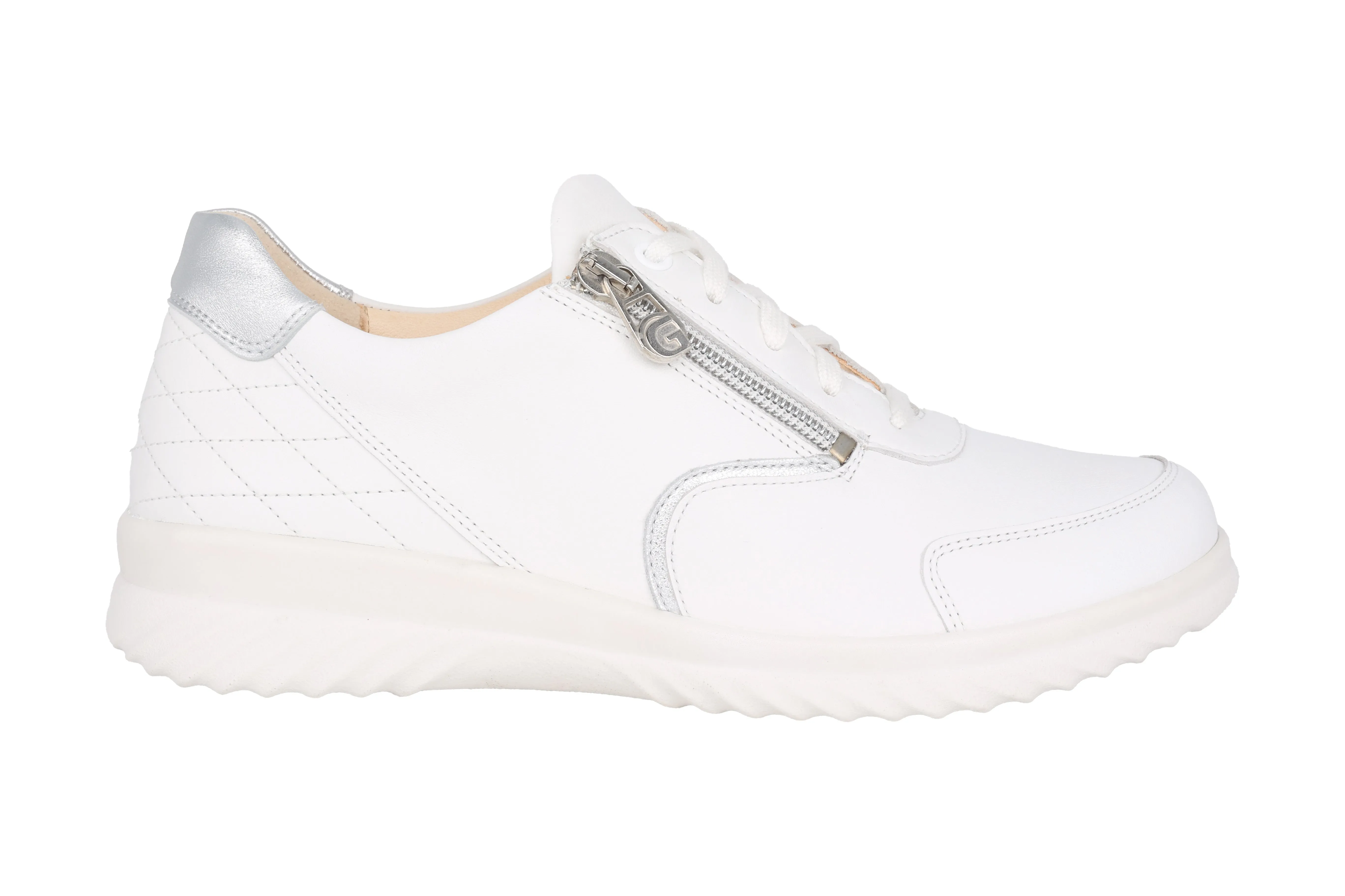'Heike' women's wide fit (H) lace-zip sneaker - White