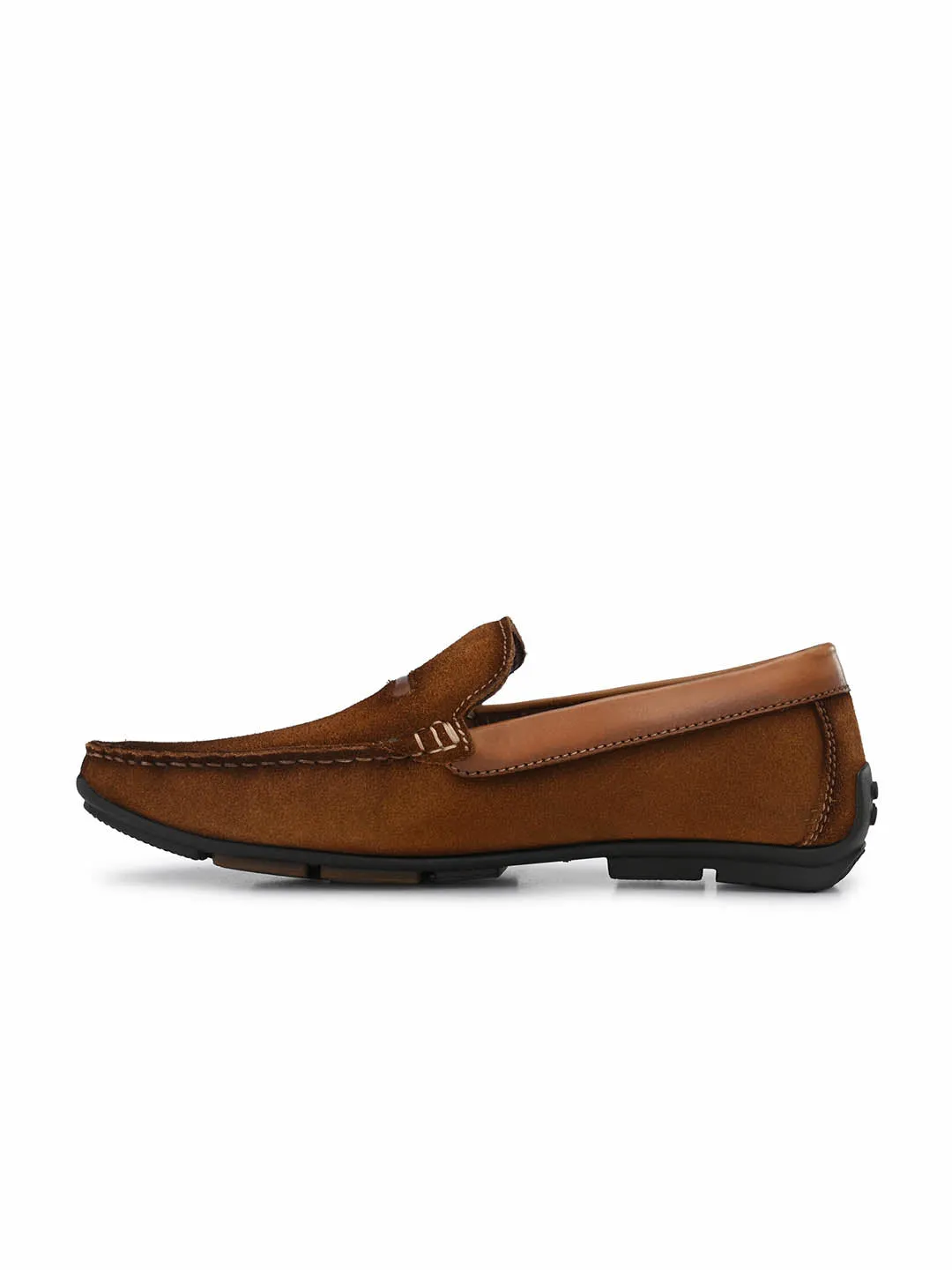 Hitz Men's Tan Leather Slip-On Loafer Shoes