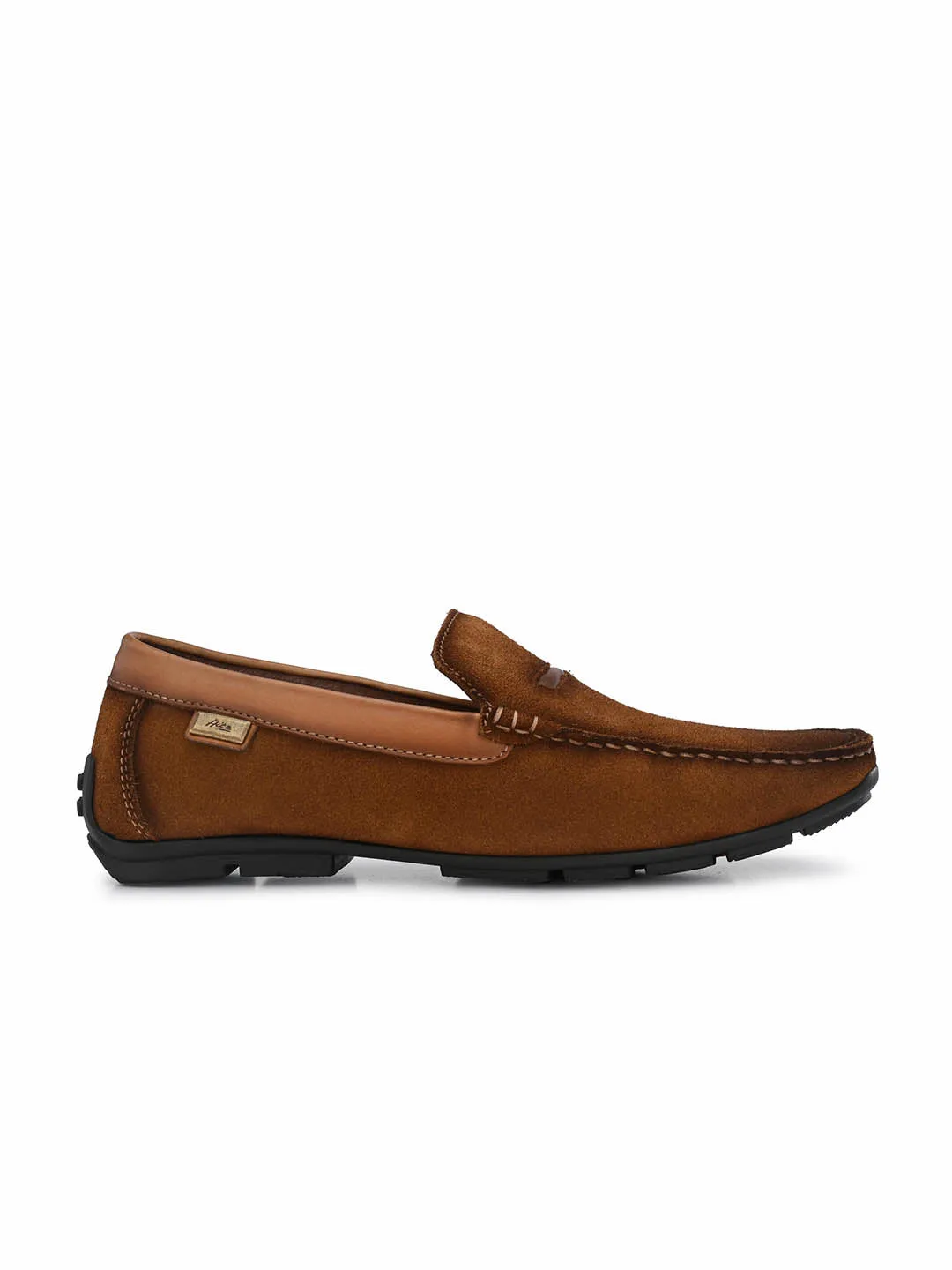 Hitz Men's Tan Leather Slip-On Loafer Shoes