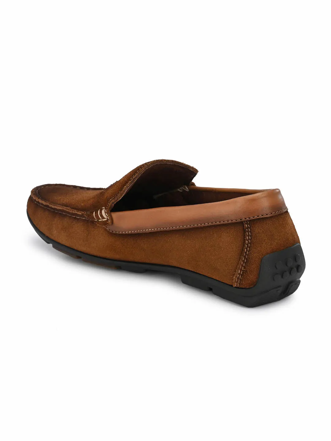 Hitz Men's Tan Leather Slip-On Loafer Shoes