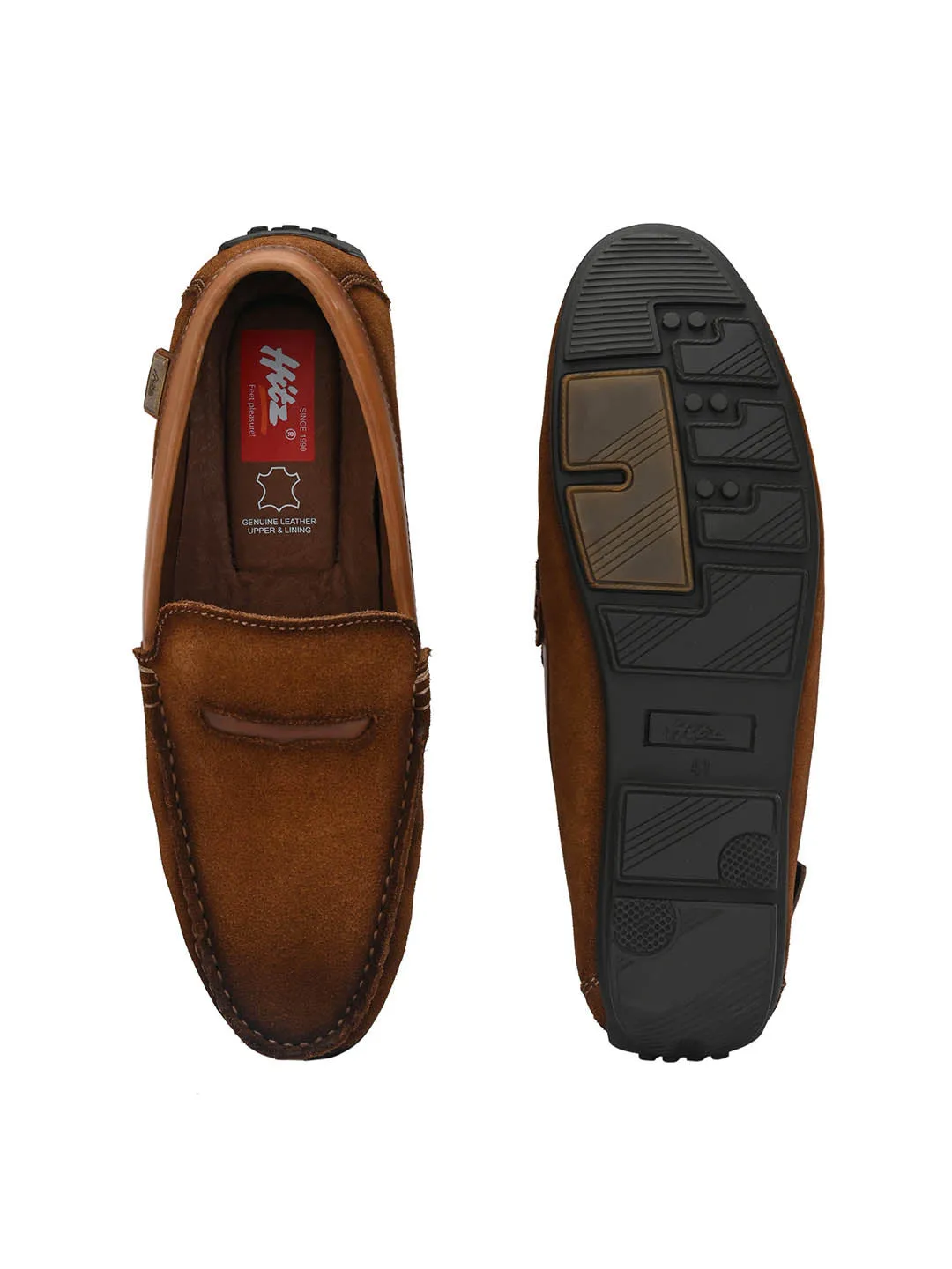 Hitz Men's Tan Leather Slip-On Loafer Shoes