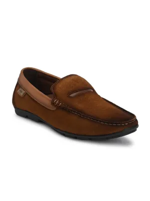 Hitz Men's Tan Leather Slip-On Loafer Shoes