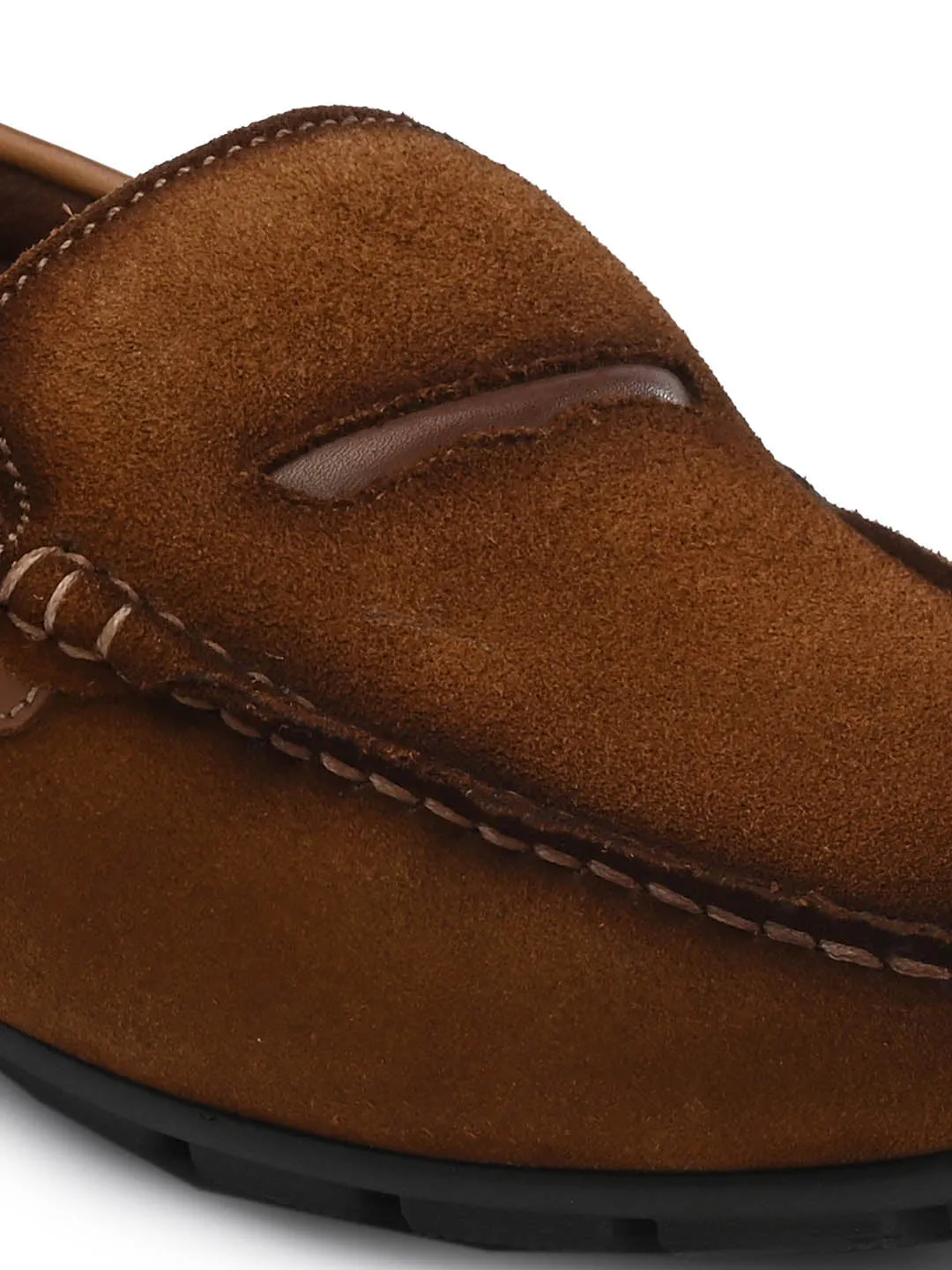 Hitz Men's Tan Leather Slip-On Loafer Shoes