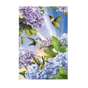 Hummingbirds and Hydrangeas House Suede Flag,13s9664