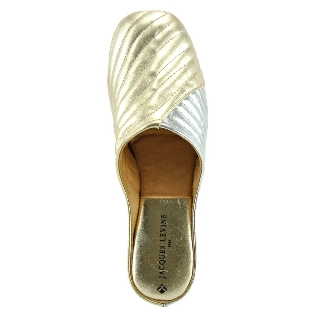 Jacques Levine Slippers 1221 Gold/Silver