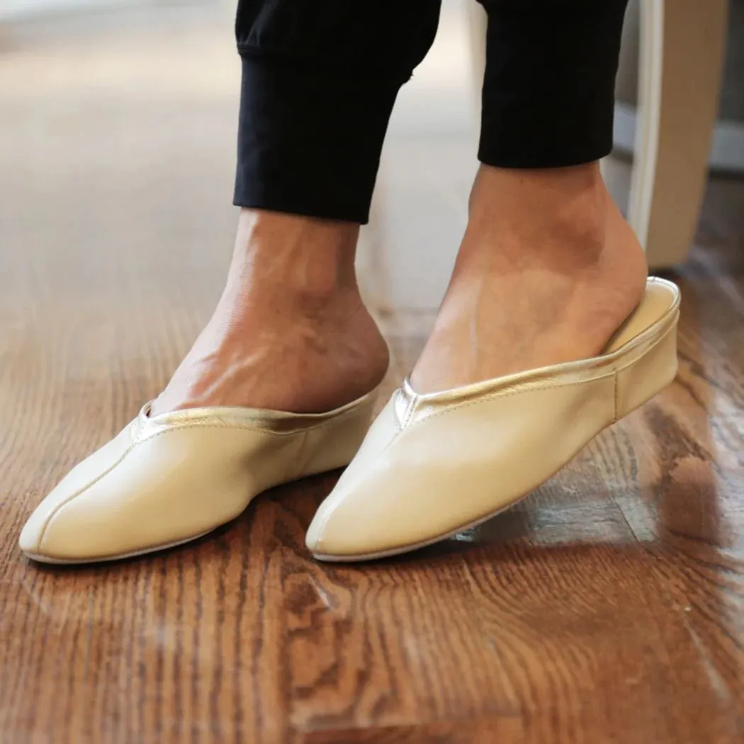 Jacques Levine Slippers 4640 Ivory/Gold