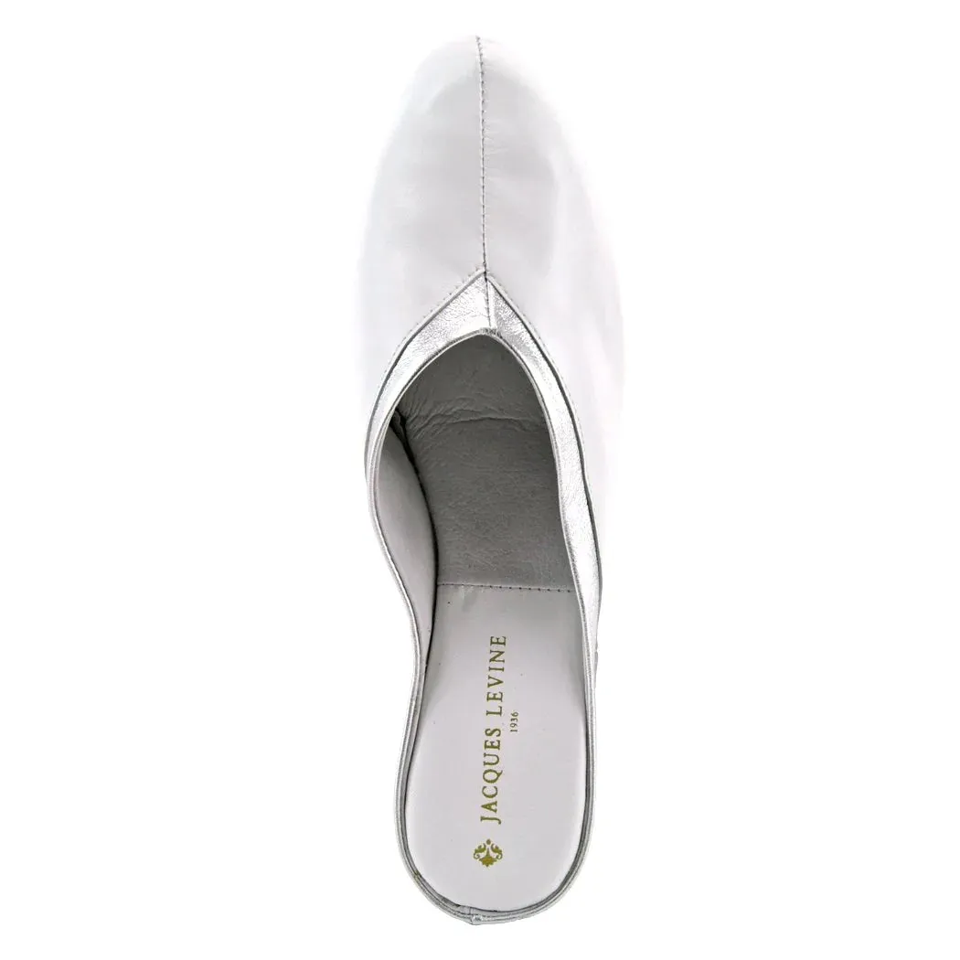Jacques Levine Slippers 4640 White/Silver