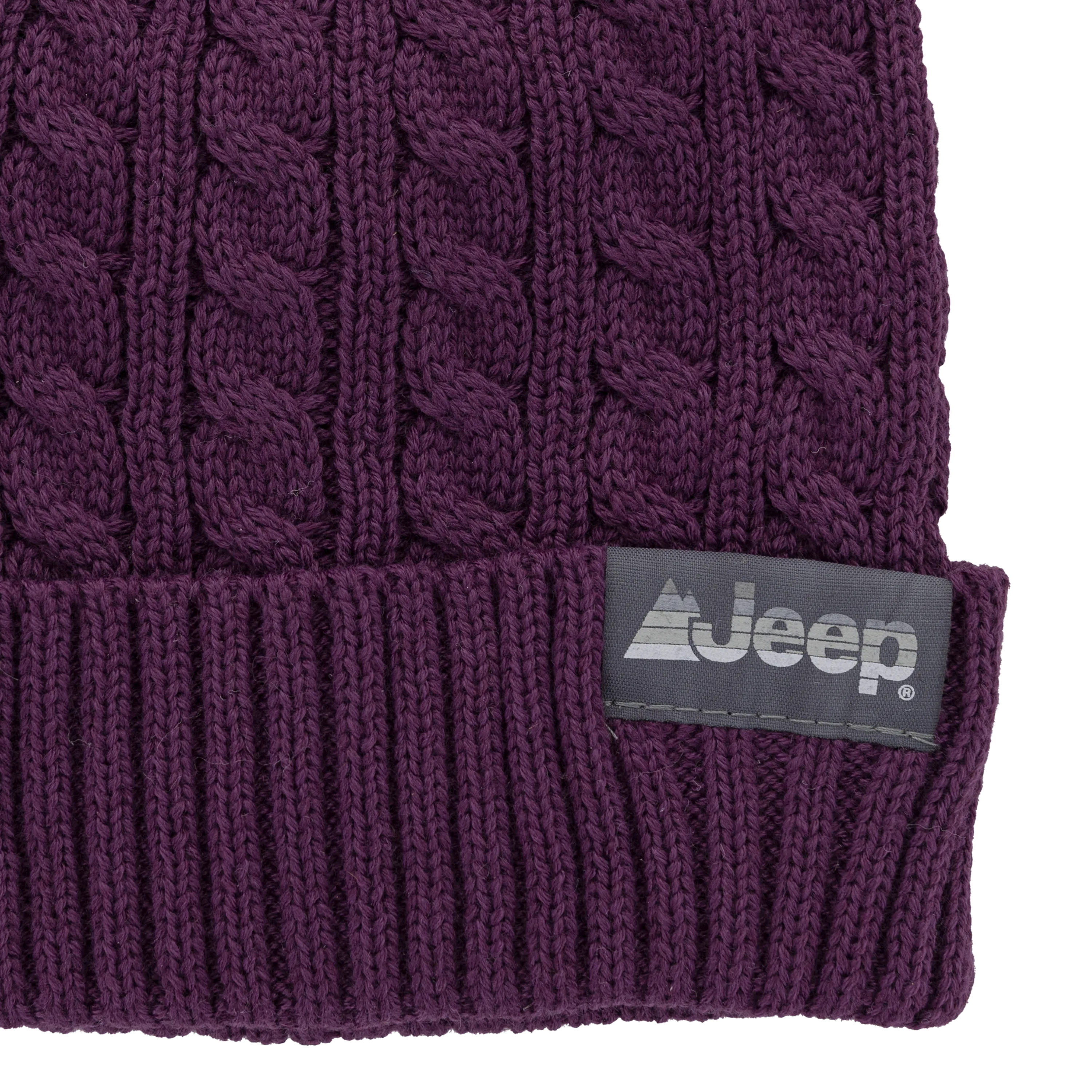 Jeep® 3-Piece Cable Knit Scarf, Hat and Glove Set