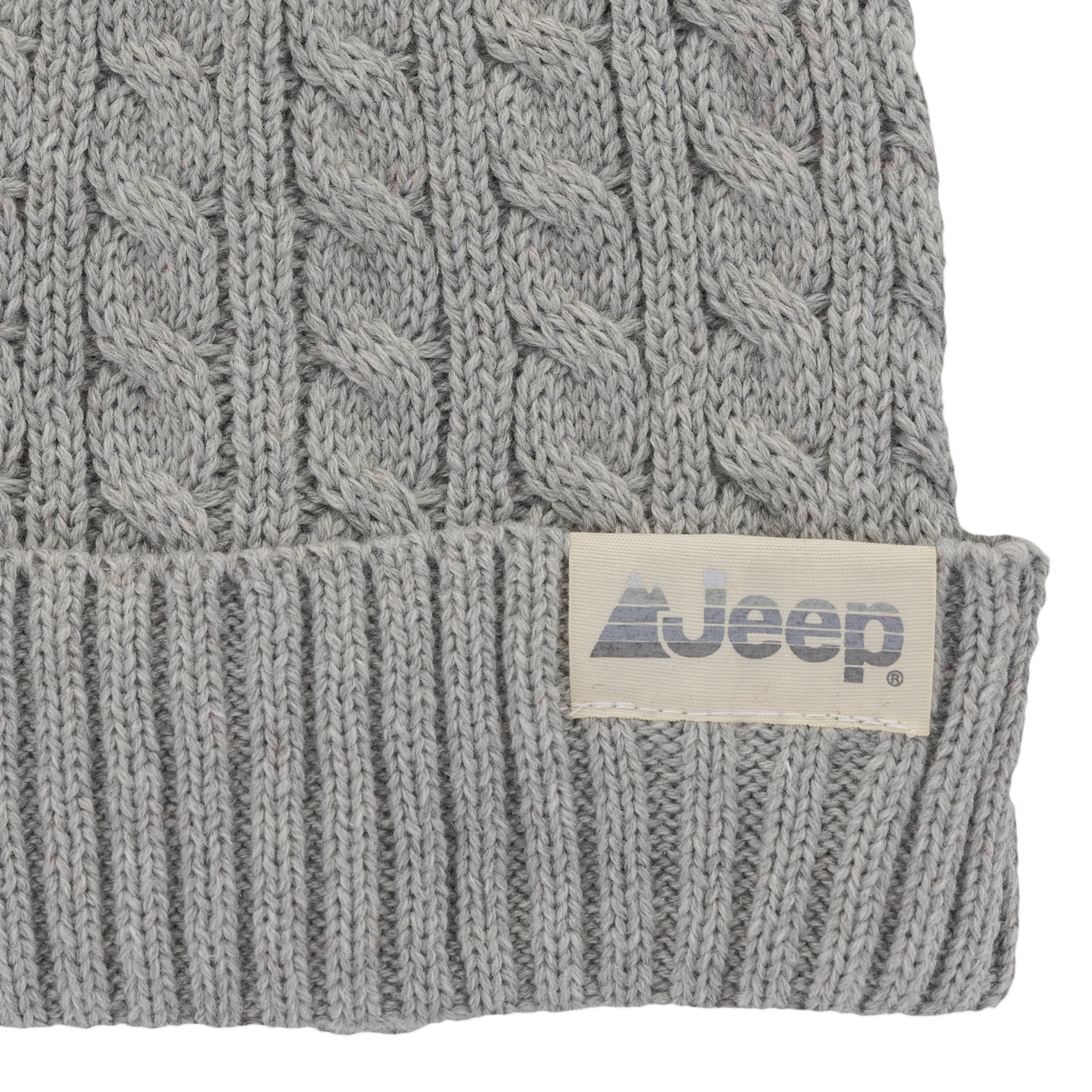 Jeep® 3-Piece Cable Knit Scarf, Hat and Glove Set