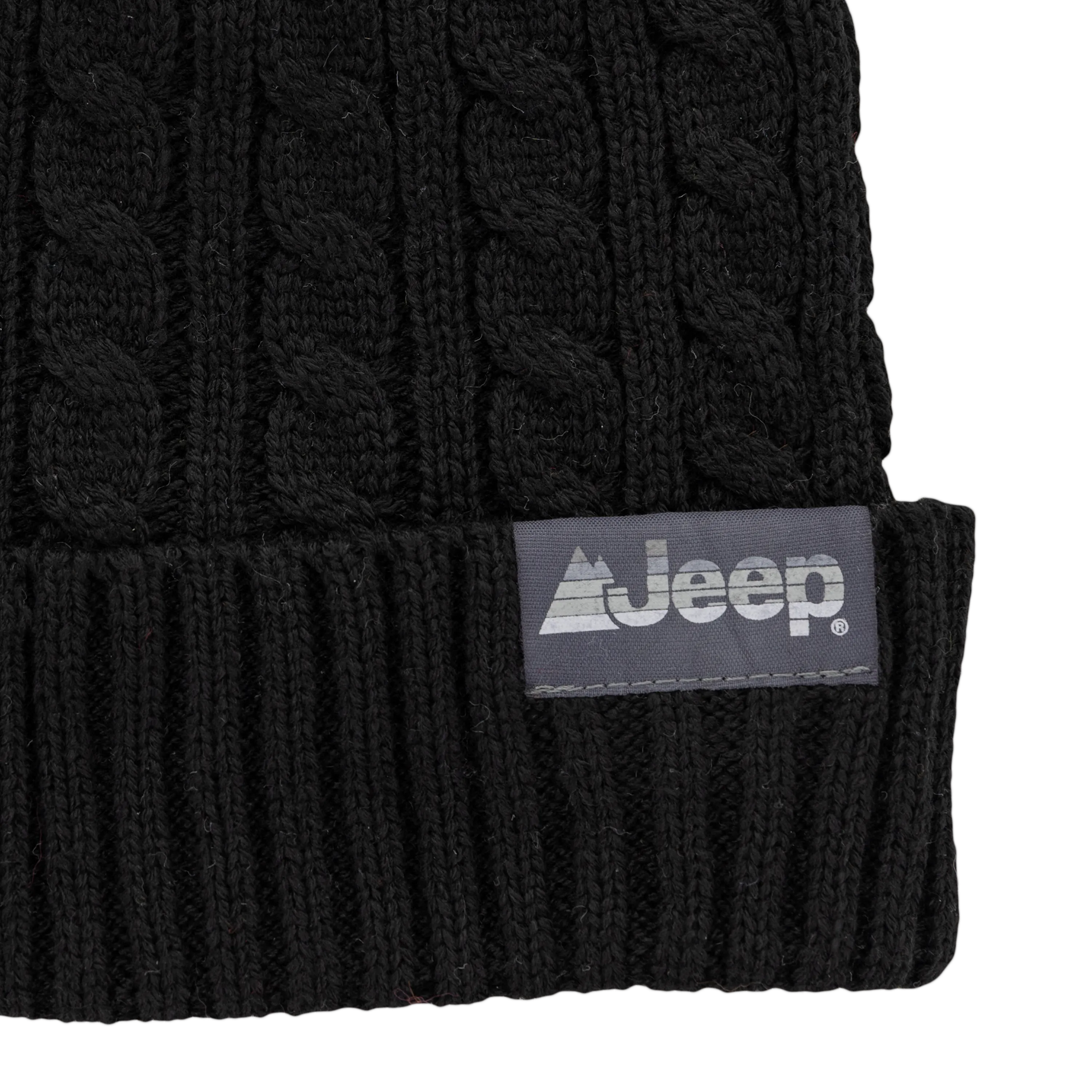 Jeep® 3-Piece Cable Knit Scarf, Hat and Glove Set