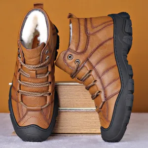 Jorge | Robust Winter Boots Made of Genuine Leather with Logo Print