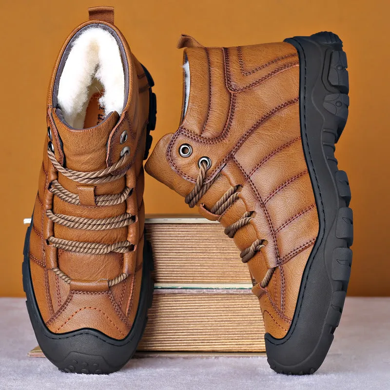 Jorge | Robust Winter Boots Made of Genuine Leather with Logo Print