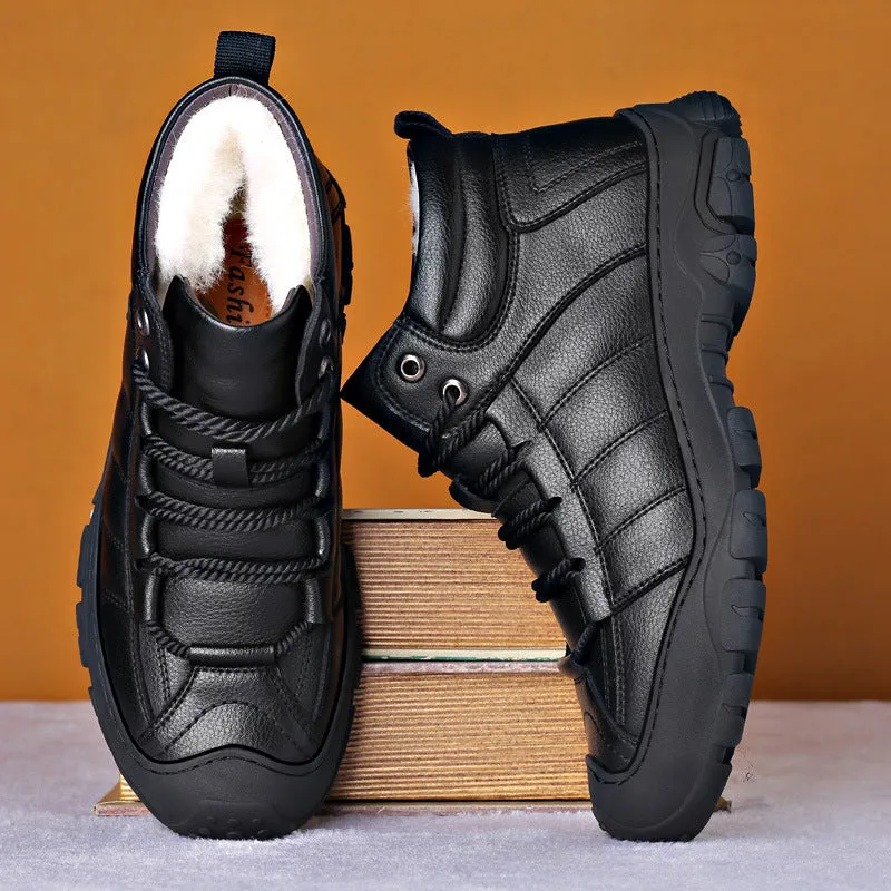 Jorge | Robust Winter Boots Made of Genuine Leather with Logo Print