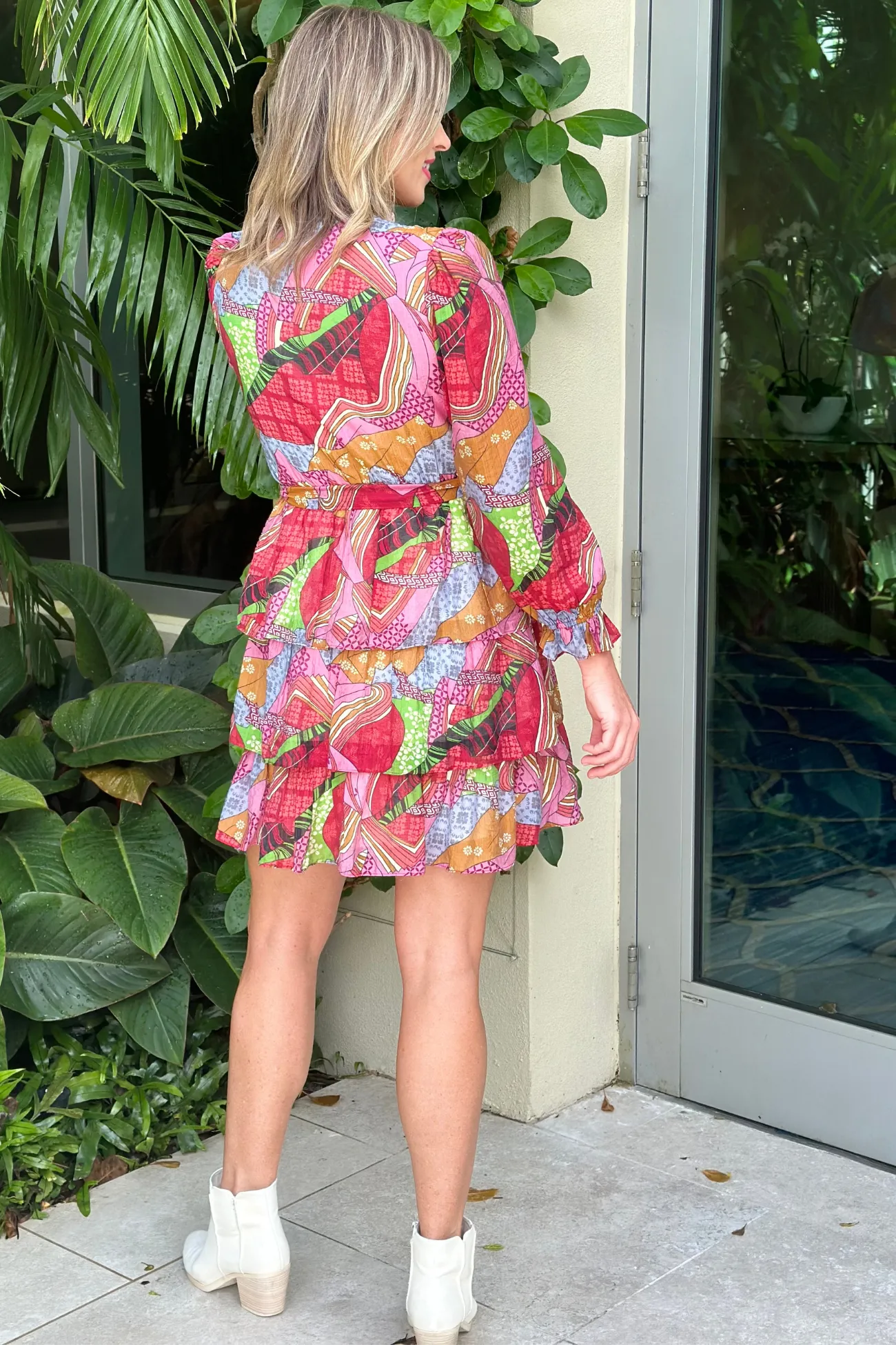 Joy Joy Artistic Printed Tiered Dress