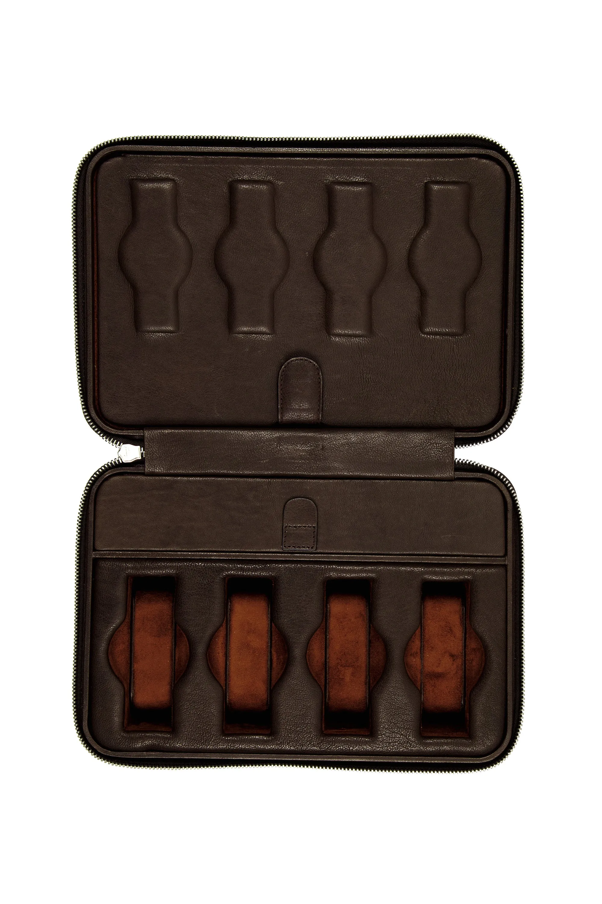 JPM 8-Watch Leather Travel Storage Case in BROWN