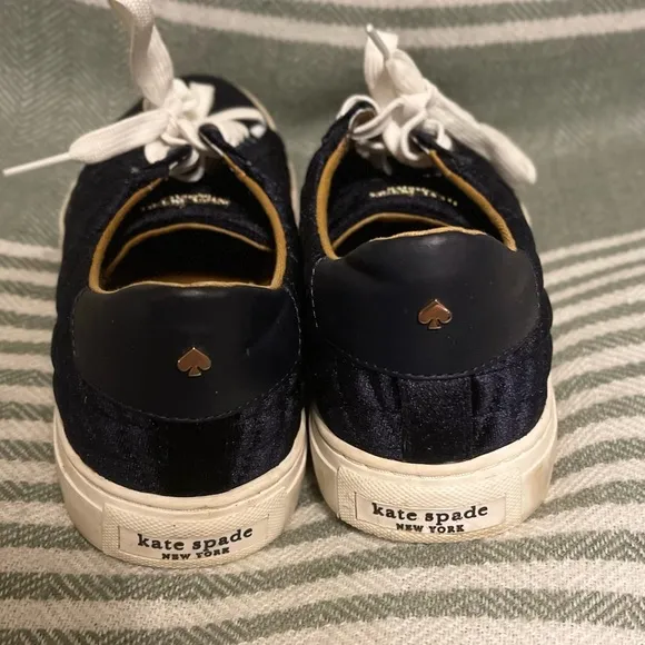 Kate Spade Fleet Blue Velvet Quilted Sneakers Size 7B