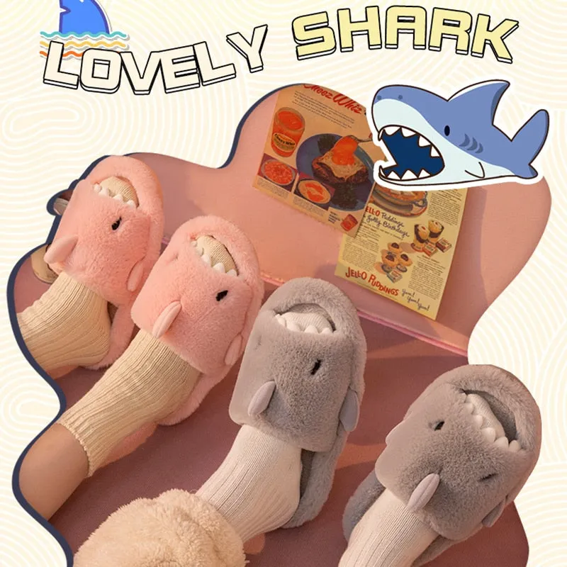 Kawaii Plush Shark Slippers