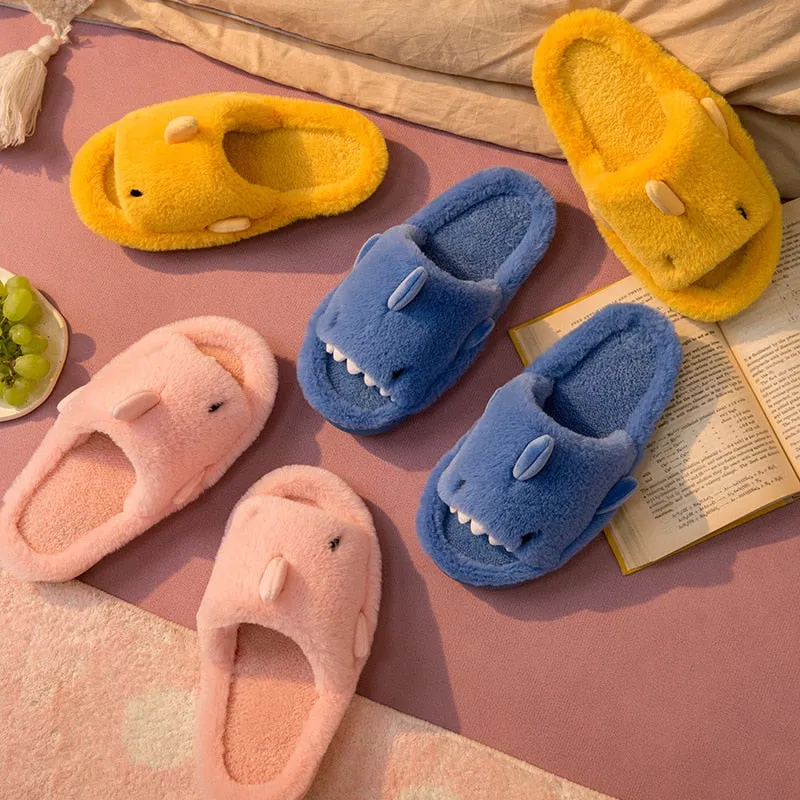 Kawaii Plush Shark Slippers