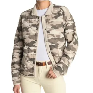 Kensie Quilted Beige Camo Cozy Jacket Size Medium