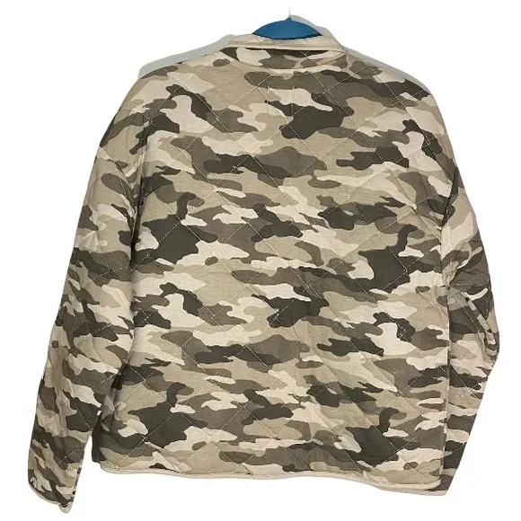 Kensie Quilted Beige Camo Cozy Jacket Size Medium