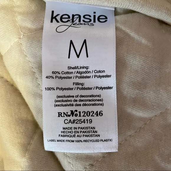 Kensie Quilted Beige Camo Cozy Jacket Size Medium