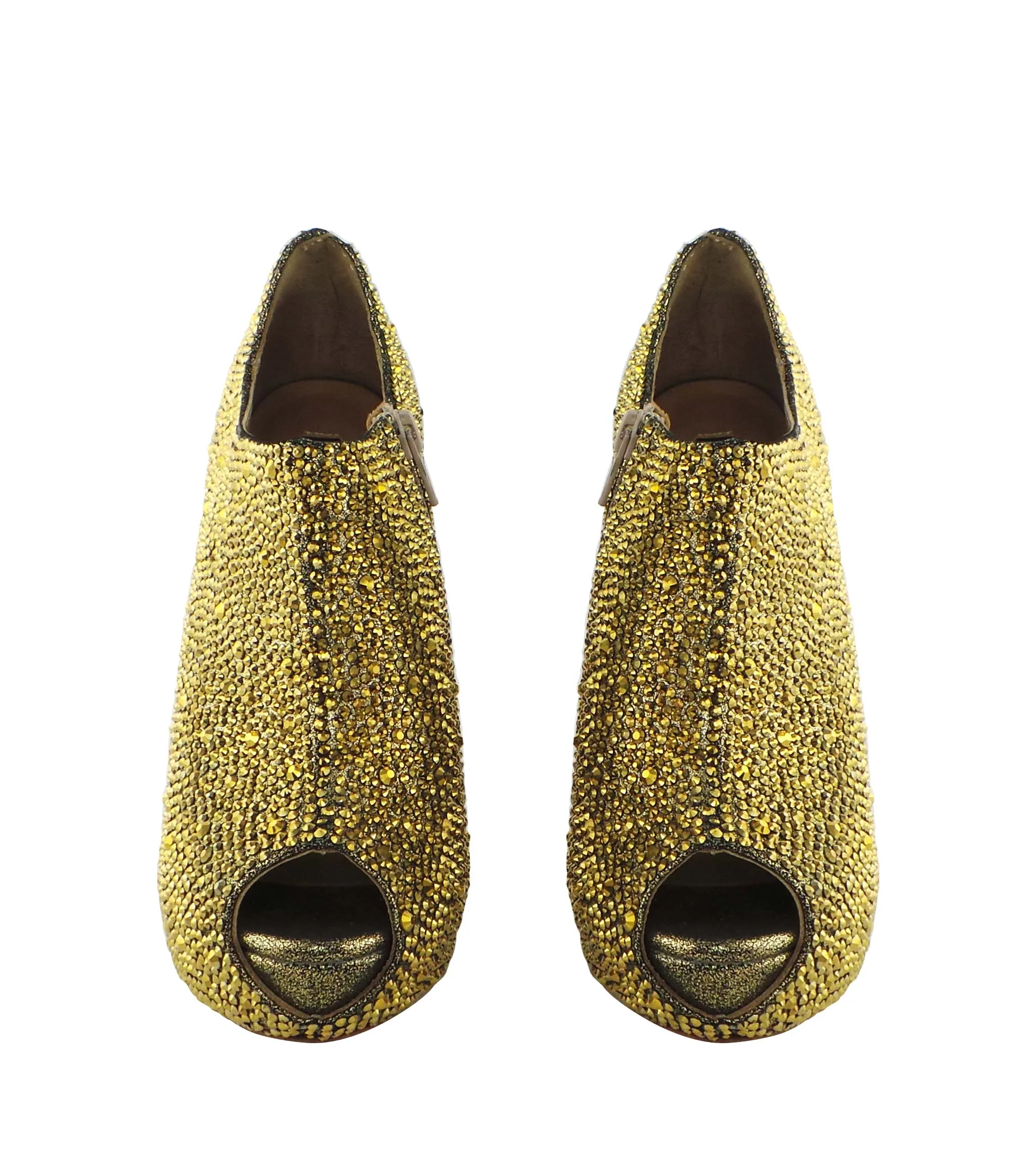 Las Vegas Jewel Encrusted Peep Toe Booties