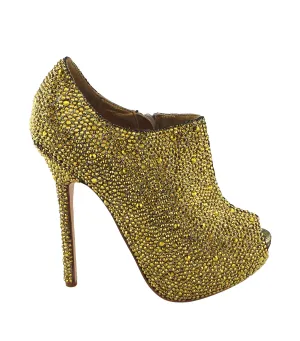 Las Vegas Jewel Encrusted Peep Toe Booties