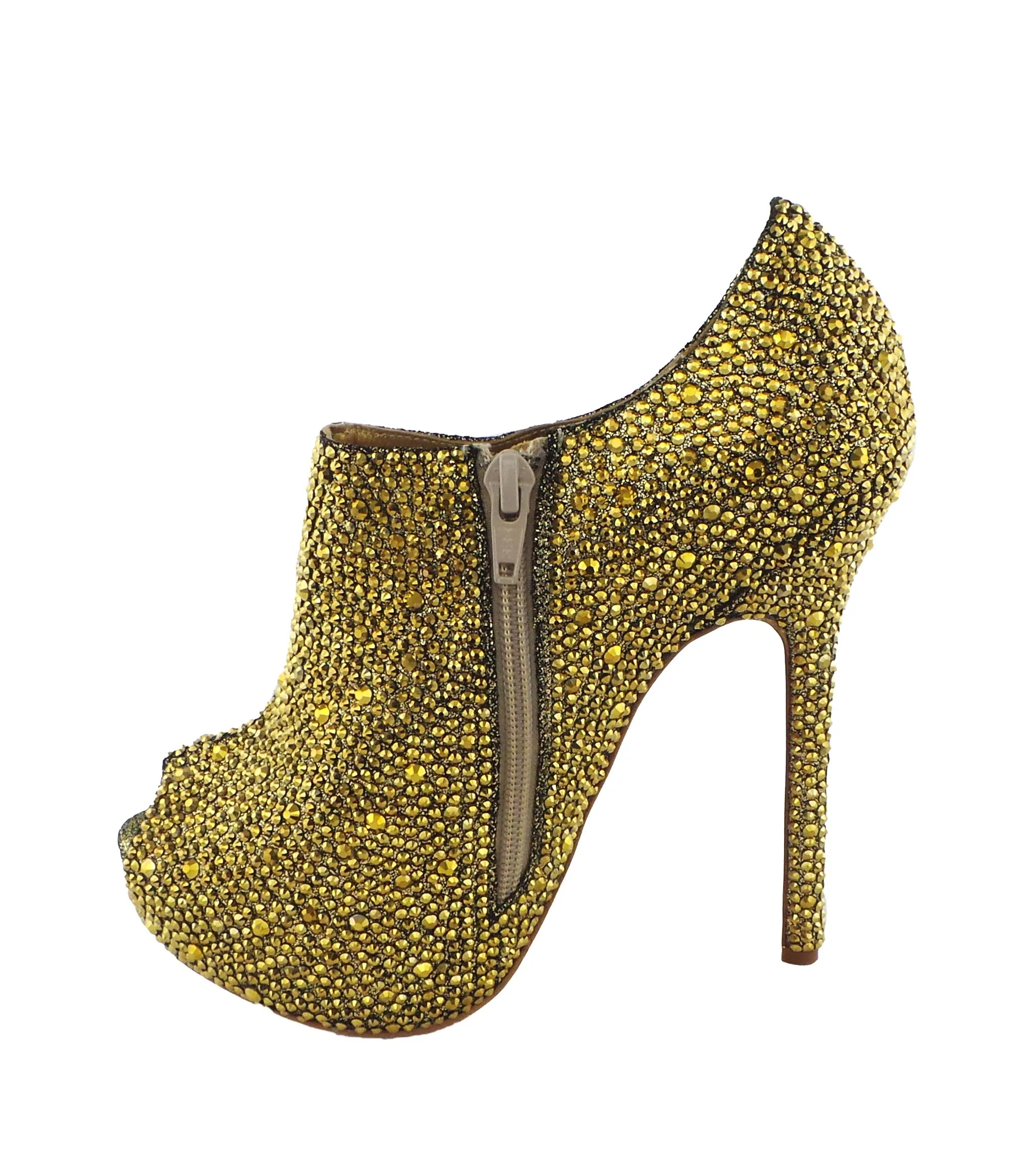 Las Vegas Jewel Encrusted Peep Toe Booties