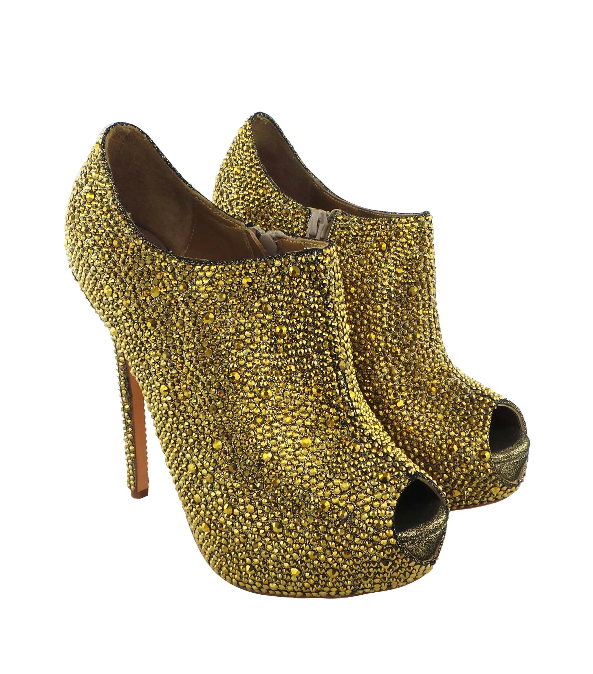 Las Vegas Jewel Encrusted Peep Toe Booties