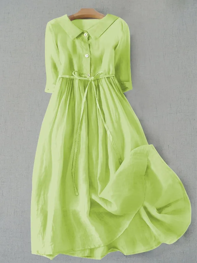 Literary Simple Cotton Blends Dress