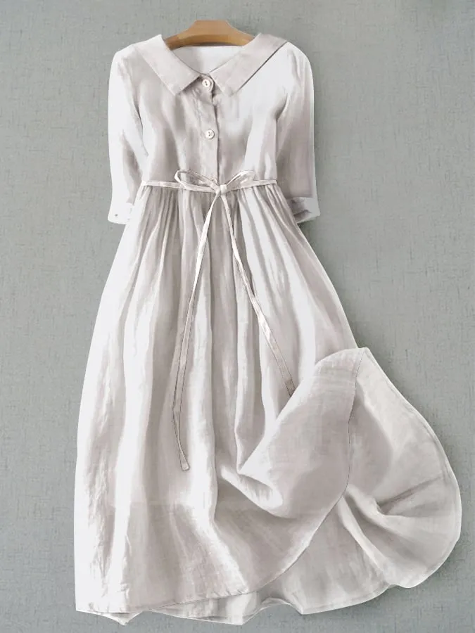 Literary Simple Cotton Blends Dress