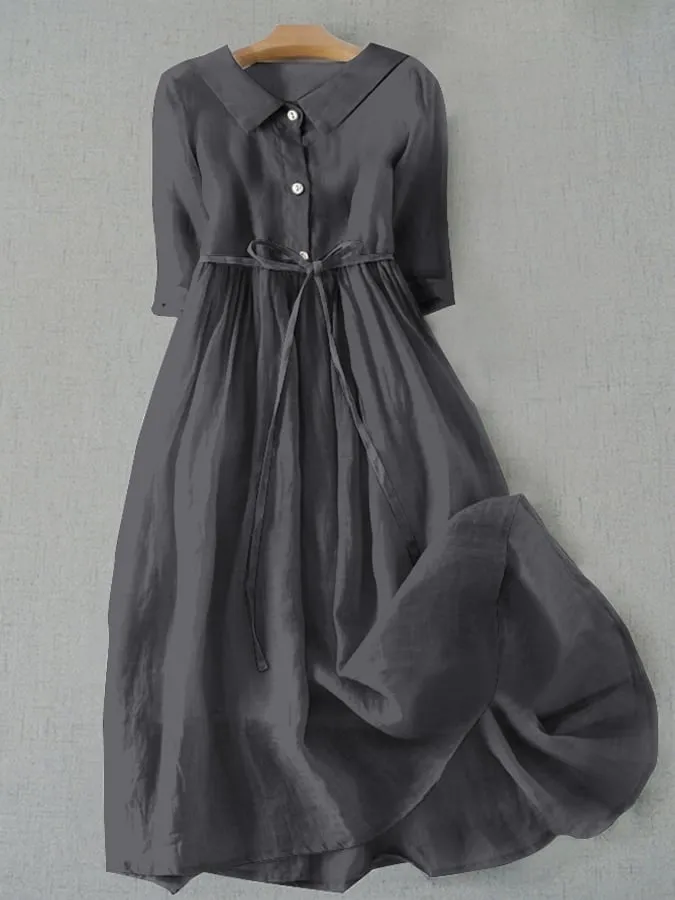 Literary Simple Cotton Blends Dress