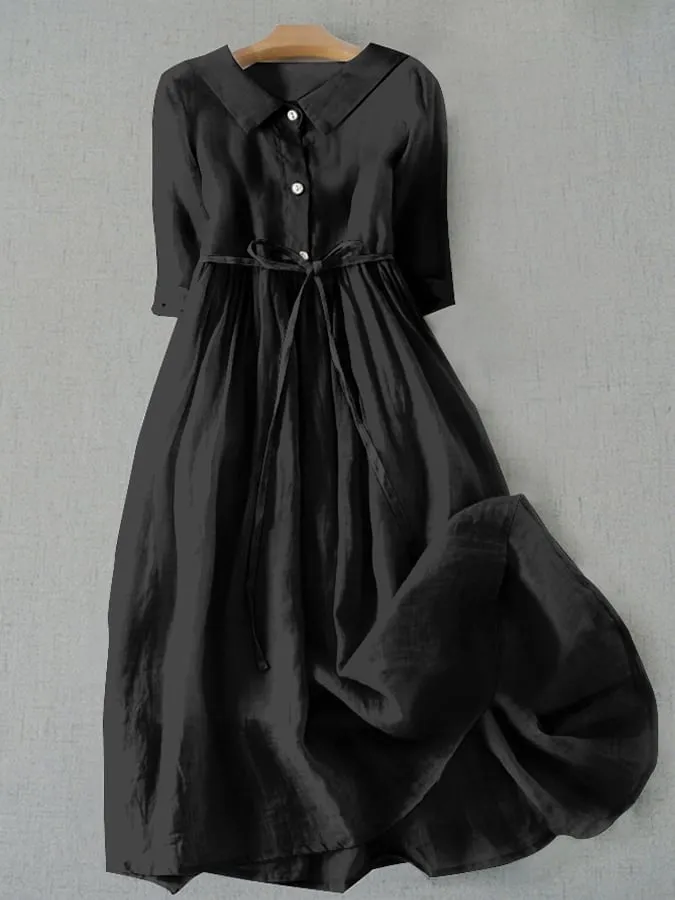 Literary Simple Cotton Blends Dress