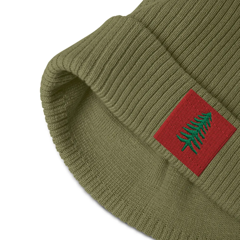 Lone Pine Olive Green Organic Ribbed Beanie
