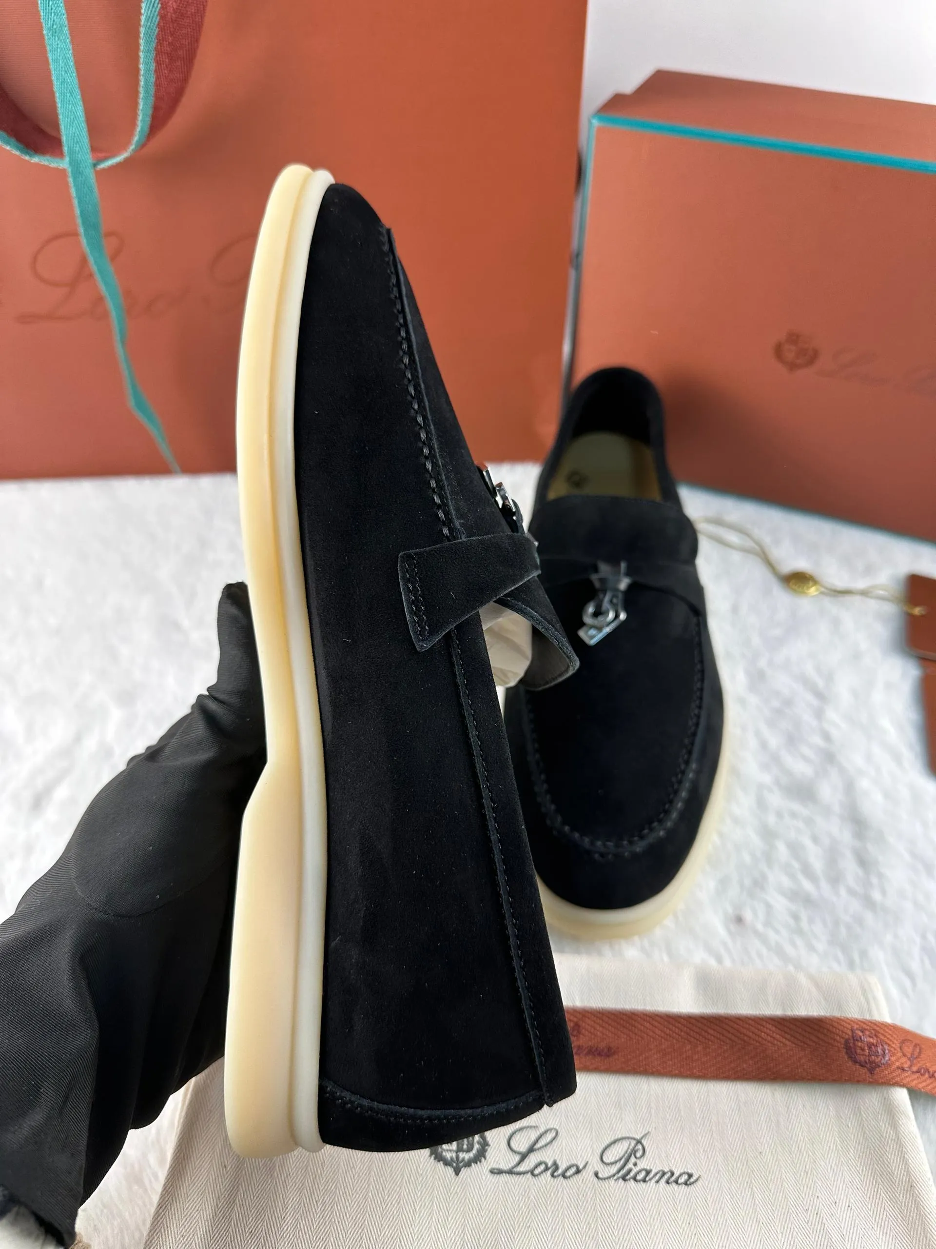 Loro Piana Summer Magic Walking Shoes - Black