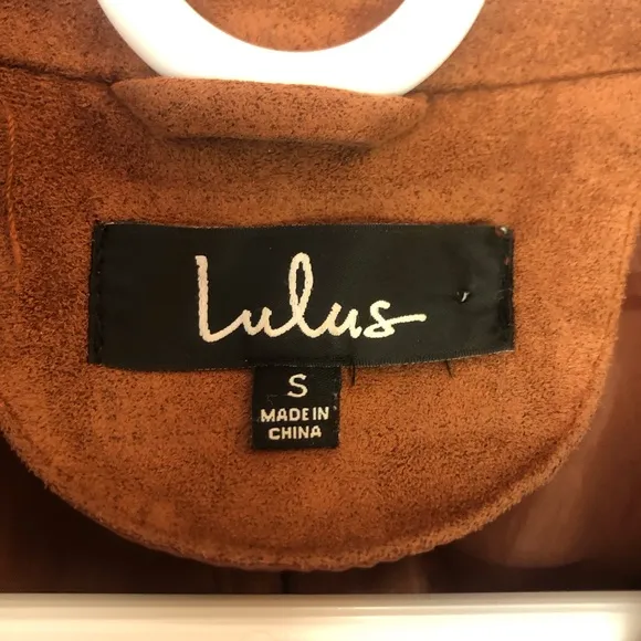 Lulu's Moto Jacket Faux Suede Rust Orange/Cognac Brown Woman's Size Small