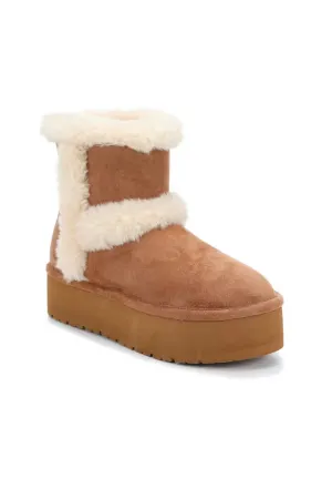 Madden Girl Everette Fur Booties for Women in Tan | EVERETTE-TAN