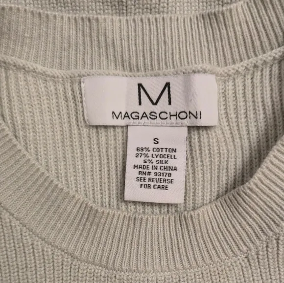 Magaschoni Cream Textured Tunic Sweater - Small Minimalist Oversized Neutral